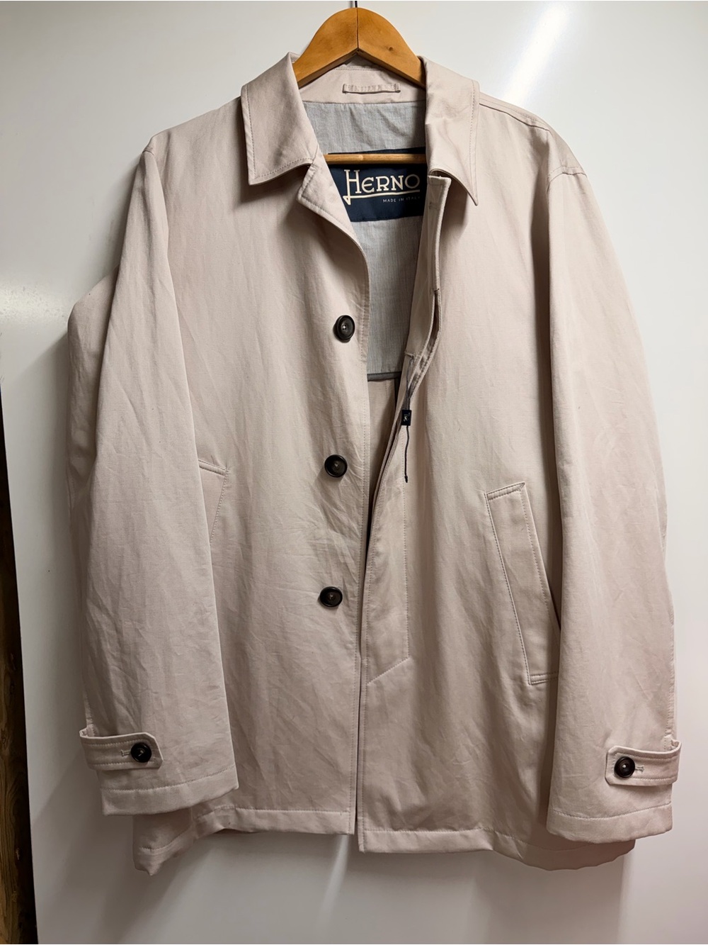 NEW Herno cotton linen blend jacket coat size L (50 IT) men’s khaki